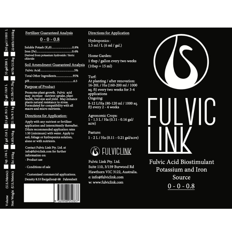 Fulvic Acid by Fulvic Link - 1 Gallon Bottle (NOT AVAILABLE IN AUSTRALIA)